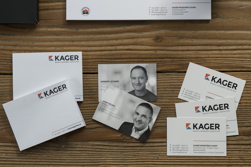 Visitenkarten von Kager Bau
