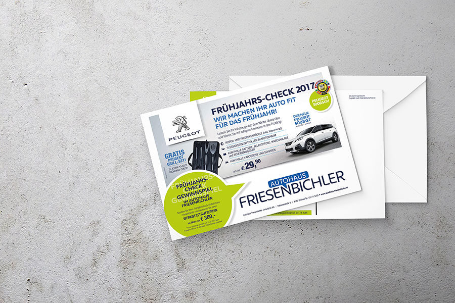 Direct-Mailing-Postkarten und Plakate für das Autohaus Friesenbichler